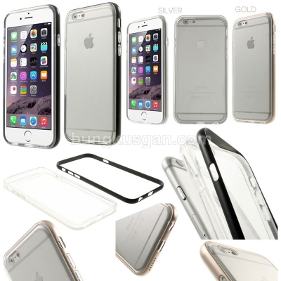 * iPhone 6 Plus / iPhone 6S Plus - Snap On Metal Bumper with Transparent Soft Case
