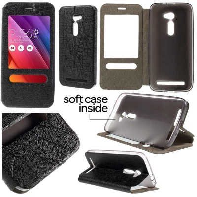 $ Asus Zenfone 2 5.0 ZE500CL - Double Window Leather Case