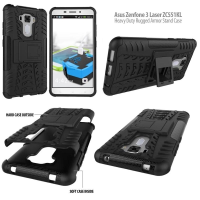 ^ Asus Zenfone 3 Laser ZC551KL - Heavy Duty Rugged Armor Stand Case }