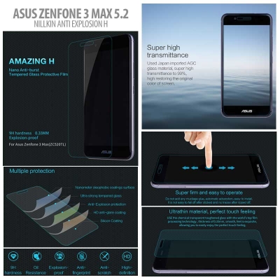 ^ Asus Zenfone 3 Max 5.2 inch ZC520TL - Nillkin Anti-Explosion H Tempered Glass Screen Protector