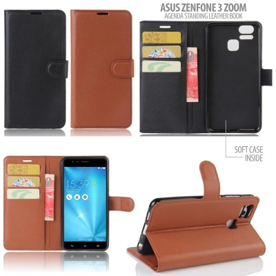 * Asus Zenfone Zoom S 5.5 Inch / Zenfone 3 Zoom ZE553KL - Agenda Standing Leather Book }