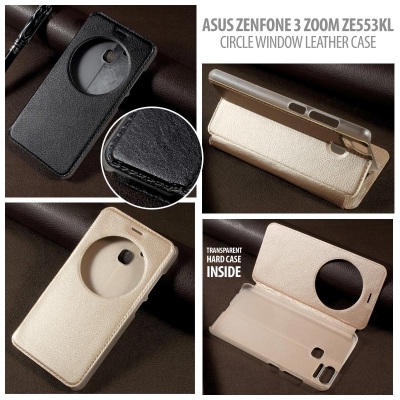 * Asus Zenfone Zoom S 5.5 Inch / Zenfone 3 Zoom ZE553KL - Circle Window Leather Case }