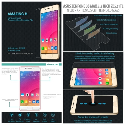 ^ Asus Zenfone 3s Max 5.2 Inch ZC521TL - Nillkin Anti-Explosion H Tempered Glass Screen Protector