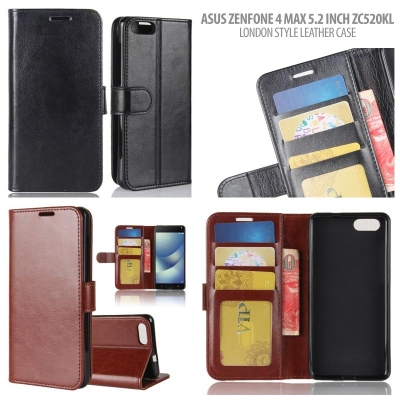 * Asus Zenfone 4 Max 5.2 Inch ZC520KL - London Style Leather Case }
