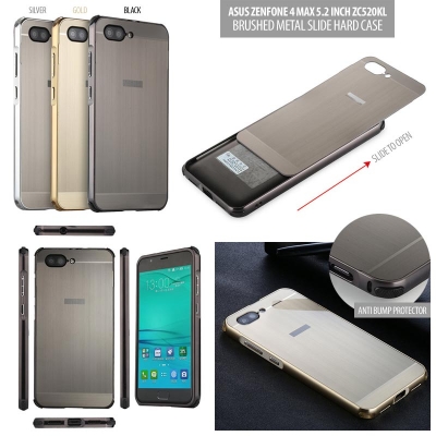 ^NR Asus Zenfone 4 Max 5.2 Inch ZC520KL - Brushed Metal Slide Hard Case }