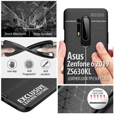 Asus Zenfone 6 2019 ZS630KL - Leather Look TPU Soft Case