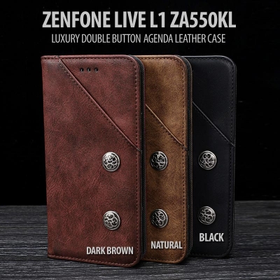 ^ Asus Zenfone Live L1 ZA550KL - Luxury Double Button Agenda Leather Case