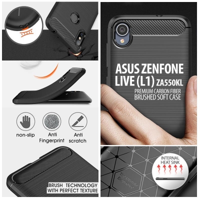 ^ Asus Zenfone Live L1 ZA550KL - PREMIUM Carbon Fiber Brushed Soft Case