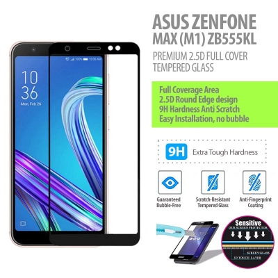 ^ Asus Zenfone Max M1 ZB555KL - Premium 2.5D Full Cover Tempered Glass