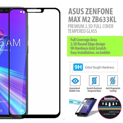 ^ Asus Zenfone Max M2 ZB633KL - PREMIUM 2.5D Full Cover Tempered Glass
