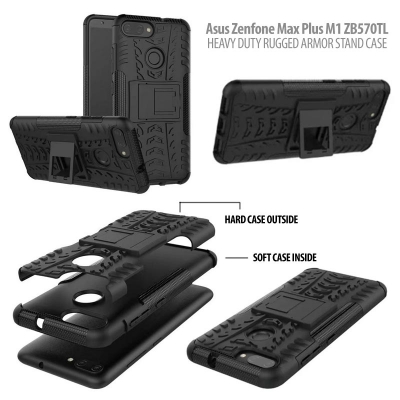 ^ Asus Zenfone Max Plus M1 ZB570TL - Heavy Duty Rugged Armor Stand Case }