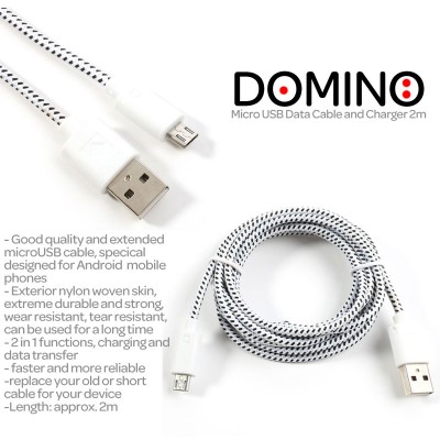 * Domino Micro USB Data Cable and Charger 2m