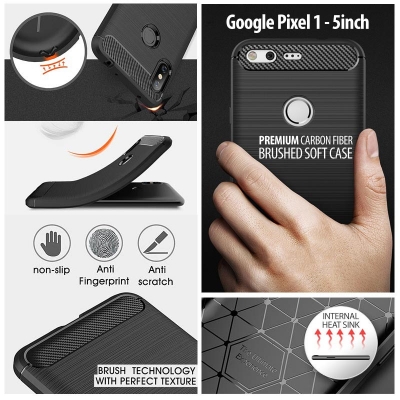^ Google Pixel - PREMIUM Carbon Fiber Brushed Soft Case