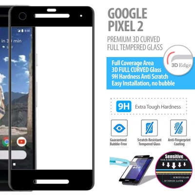 ^ Google Pixel 2 - PREMIUM 3D Curved Full Tempered Glass