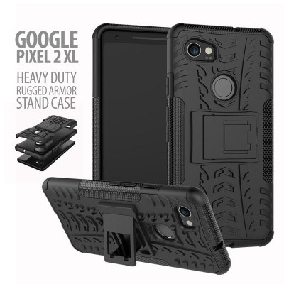 ^ Google Pixel 2 XL - Heavy Duty Rugged Armor Stand Case