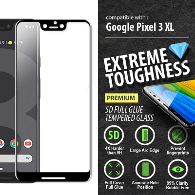 ^ Google Pixel 3 XL - PREMIUM 5D Full Glue Tempered Glass