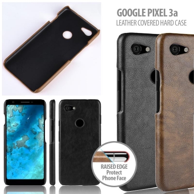 ^ Google Pixel 3a - Leather Covered Hard Case