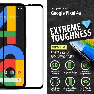 Google Pixel 4a - PREMIUM 5D Full Glue Tempered Glass