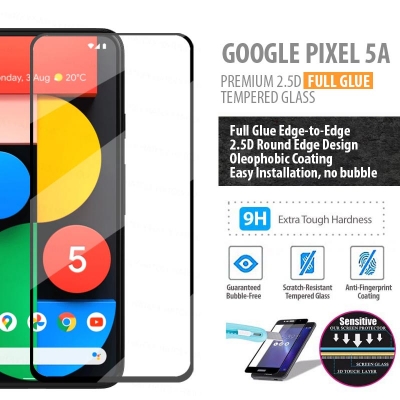 Google Pixel 5A 5G - PREMIUM 2.5D Full Glue Tempered Glass