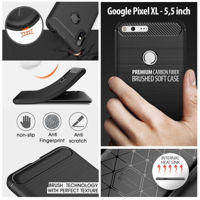^ Google Pixel XL - PREMIUM Carbon Fiber Brushed Soft Case
