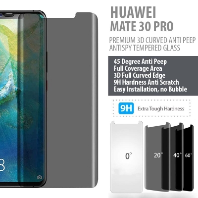 Huawei Mate 30 Pro - PREMIUM 3D Curved Privacy Anti Peep Antispy Tempered Glass
