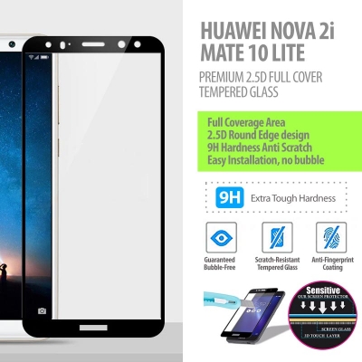 ^ Huawei Nova 2i - Mate 10 Lite - Premium 2.5D Full Cover Tempered Glass