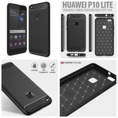^ Huawei P10 Lite - PREMIUM Carbon Fiber Brushed Soft Case }
