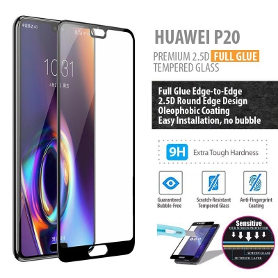 ^ Huawei P20 - PREMIUM 2.5D Full Glue Tempered Glass