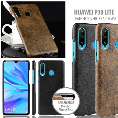 ^ Huawei P30 Lite - Leather Covered Hard Case