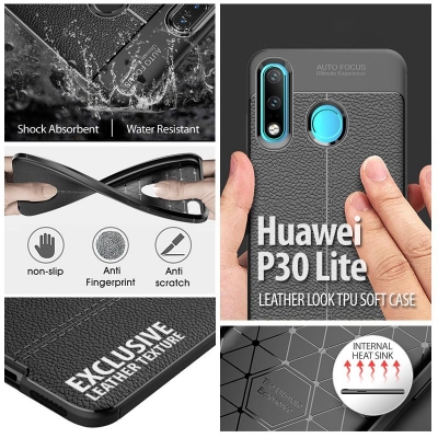 ^ Huawei P30 Lite - Leather Look TPU Soft Case