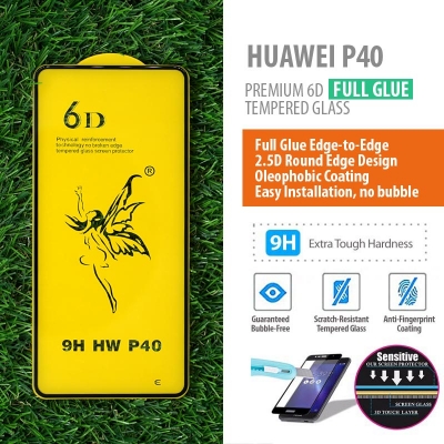 ^ Huawei P40 - PREMIUM 6D Full Glue Tempered Glass