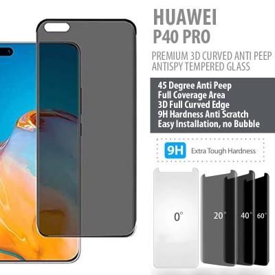 Huawei P40 Pro - PREMIUM 3D Curved Anti Peep Antispy Tempered Glass