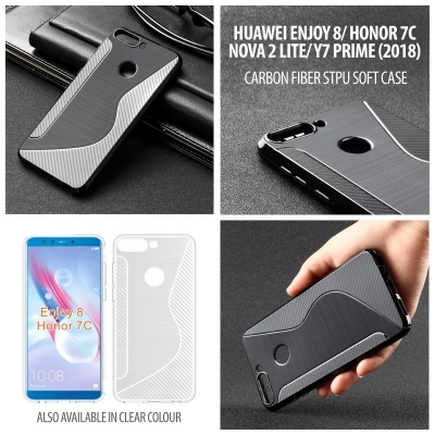 ^ Huawei Honor 7C / Y7 Prime 2018 / Nova 2 Lite / Enjoy 8 - Carbon Fiber STPU Soft Case