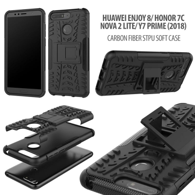 ^ Huawei Honor 7C / Y7 Prime 2018 / Nova 2 Lite / Enjoy 8 - Heavy Duty Rugged Armor Stand Case