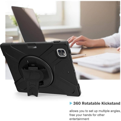 iPad Pro 12.9 2020 2018 - X-Shape Armor with Rotary Kickstand and Hand Strap