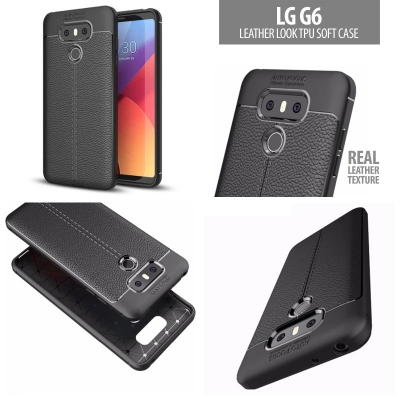 ^ LG G6 - Leather Look TPU Soft Case }