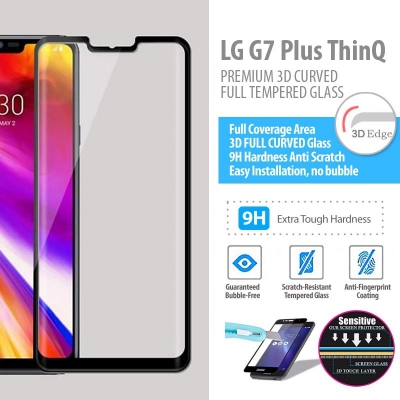 ^ LG G7 Plus ThinQ - PREMIUM 3D Curved Full Tempered Glass