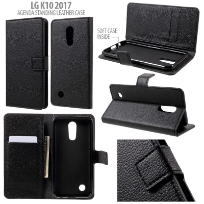 * LG K10 2017 - Agenda Standing Leather Book }