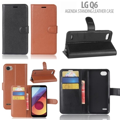 * LG Q6 - Agenda Standing Leather Case }