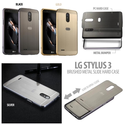 ^NR LG Stylus 3 - Brushed Metal Slide Hard Case }