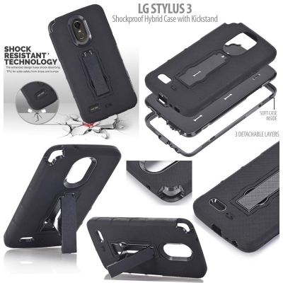 * LG Stylus 3 - Shockproof Hybrid Case with kickstand }