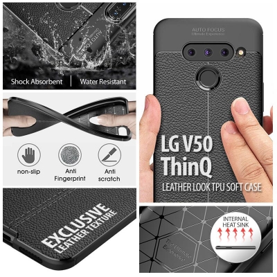LG V50 ThinQ - Leather Look TPU Soft Case