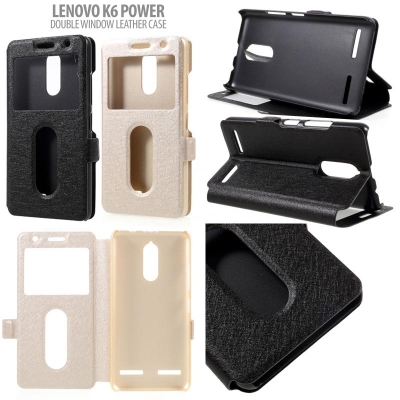 * Lenovo K6 Power - Double Window Leather Case }