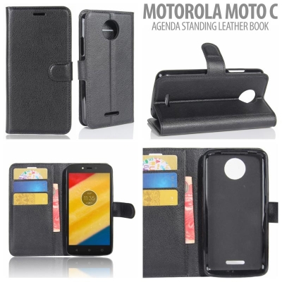 * Motorola Moto C - Agenda Standing Leather Book }