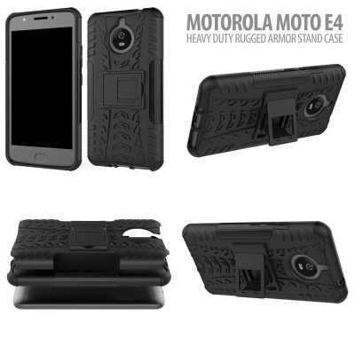 ^ Motorola Moto E4 - Heavy Duty Rugged Armor Stand Case }