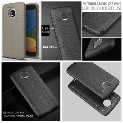 ^ Motorola Moto G5s Plus - Leather Look TPU Soft Case }