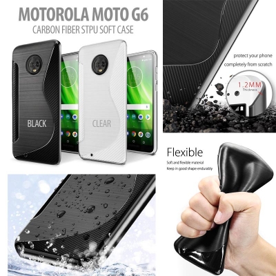 ^ Motorola Moto G6 - Carbon Fiber STPU Soft Case