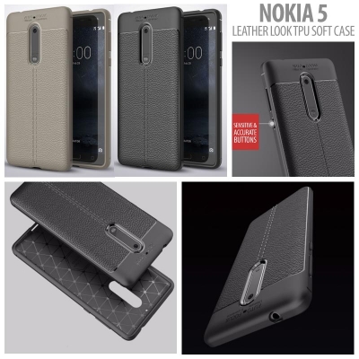 ^ Nokia 5 - Leather Look TPU Soft Case }
