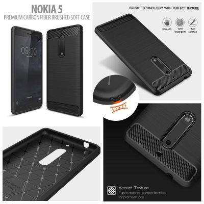 ^ Nokia 5 - PREMIUM Carbon Fiber Brushed Soft Case }