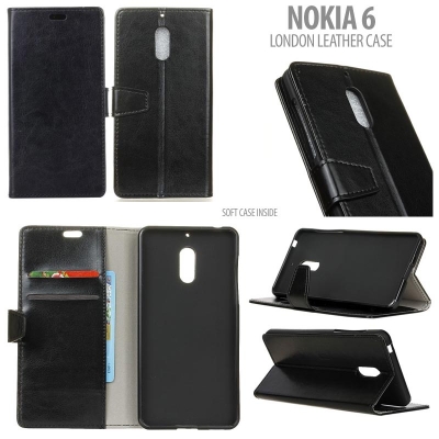 * Nokia 6 - London Style Leather Case }